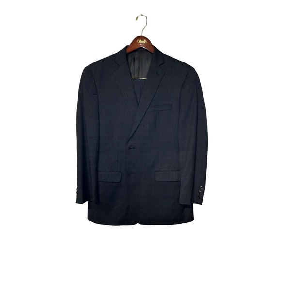 Ralph Lauren Men's Suit Blazer Sports Coat 100% Wool 2-Button Plaid Gray Sz. 44R